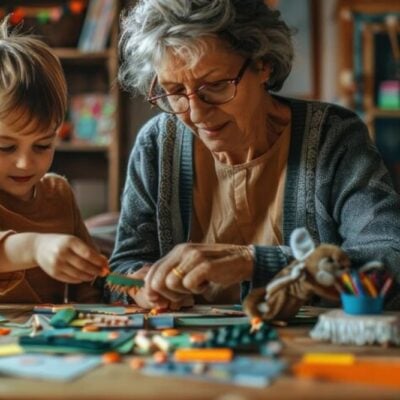 nonna che gioca con il nipote