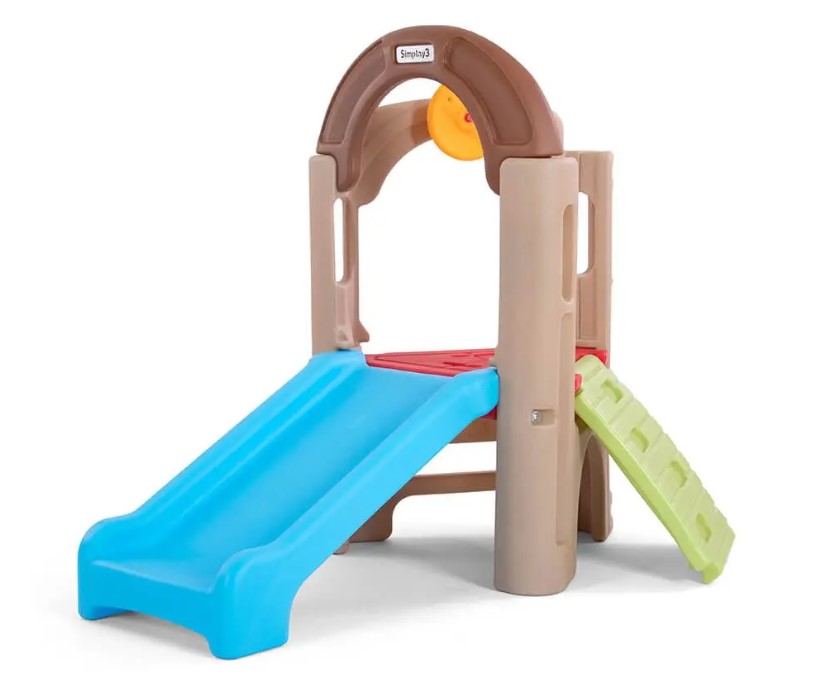 scivolo da giardino per bambini azzurro, marrone e verde: giochi da giardino