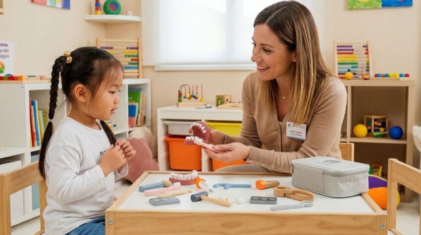 3 attività di gioco simbolico in logopedia con il set del dentista per bambini