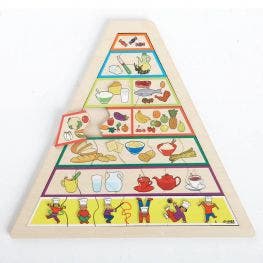 Piramide degli alimenti in legno
