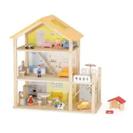 Villetta delle bambole in legno colorato