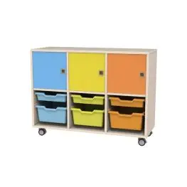 Cassettiera cam premium betulla 3 vani ante e ruote cm 79