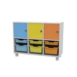 Cassettiera cam premium bianco 3 vani ante e piedino cm 79