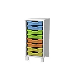 Cassettiera monocolonna 8 cassette cam-p b.latte e piedini