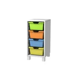 Cassettiera monocolonna 4 cassette cam-p b.latte e piedini