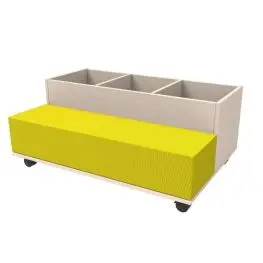 Libreria con seduta morbida betulla con ruote