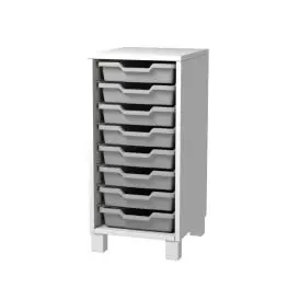 Cassettiera 8 cassette grigie - bianco latte - base con piedino