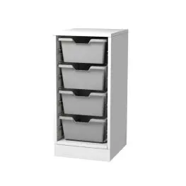 Cassettiera 4 cassette grigie - bianco latte - base con