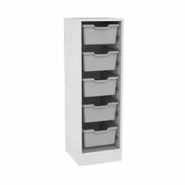 Cassettiera 4 cassette grigie - bianco latte - base con