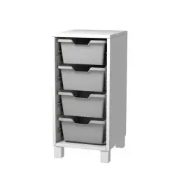 Cassettiera 4 cassette grigie - bianco latte - base con