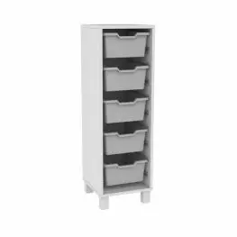 Cassettiera 4 cassette grigie - bianco latte - base con