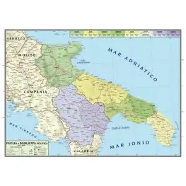 Puglia e basilicata -carta geogr. bifacciale politica fisica