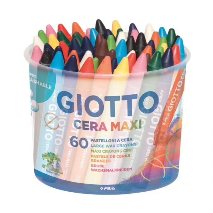 Pastelloni cera maxi giotto - 60 pz 12 colori in barattolo
