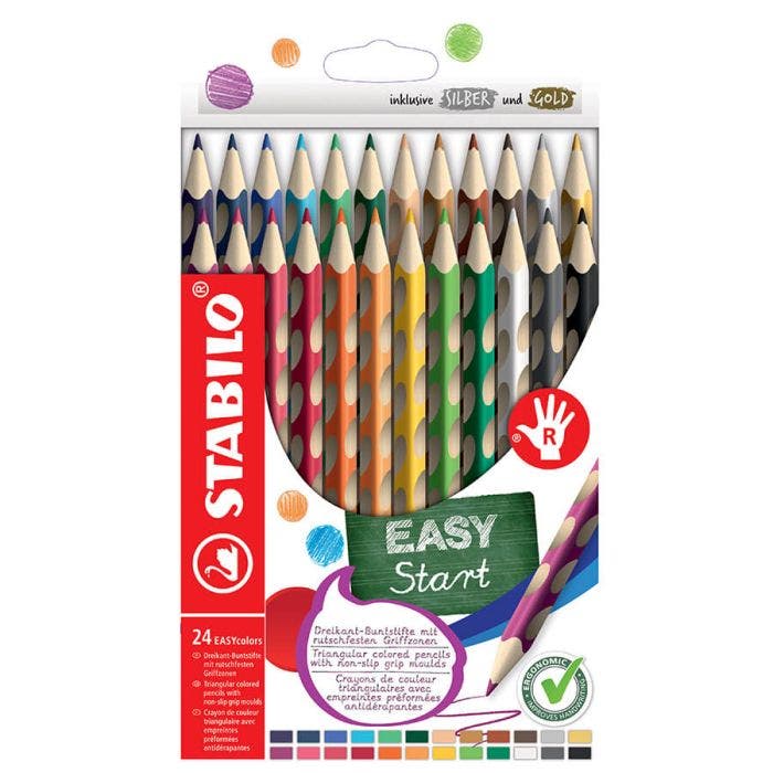 Matite ergonomiche stabilo easycolors 24 colori destrimani