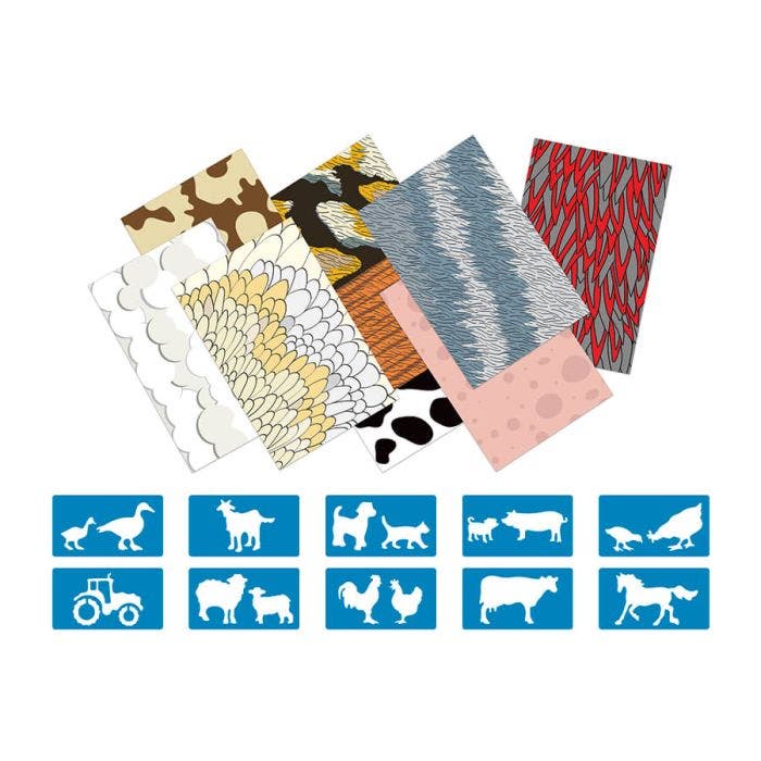 Set carte manto animali 24 ff 8 motivi + 10 stencil