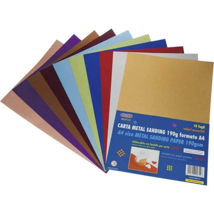 Cartoncini effetto sabbia iridescente - 10 fogli/10 colori