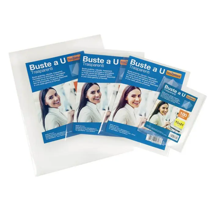 Buste a u trasparenti cm 15 x 21 - 100 pezzi