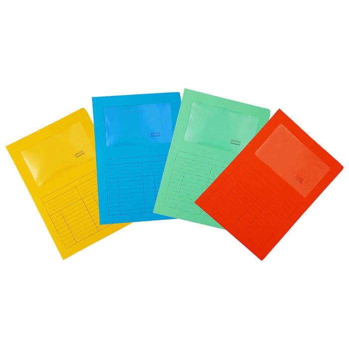 Cartelline azzurre con finestra - 10 pezzi