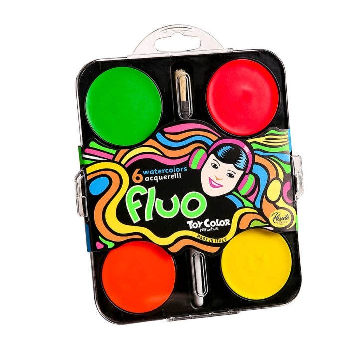 Maxi acquerelli fluo toy color - 6 pastiglie