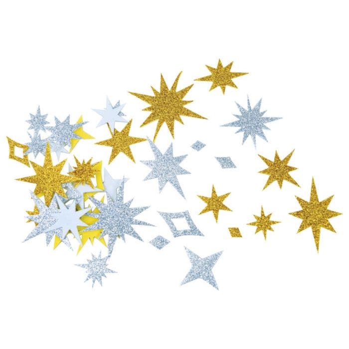 Stelle oro e argento glitter in eva - 100 pezzi