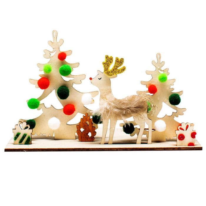 Portacandele natale abete con renna - 5 pezzi