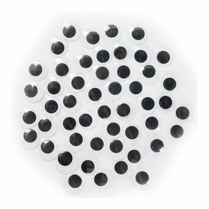 Occhi mobili adesivi tondi neri 10 mm