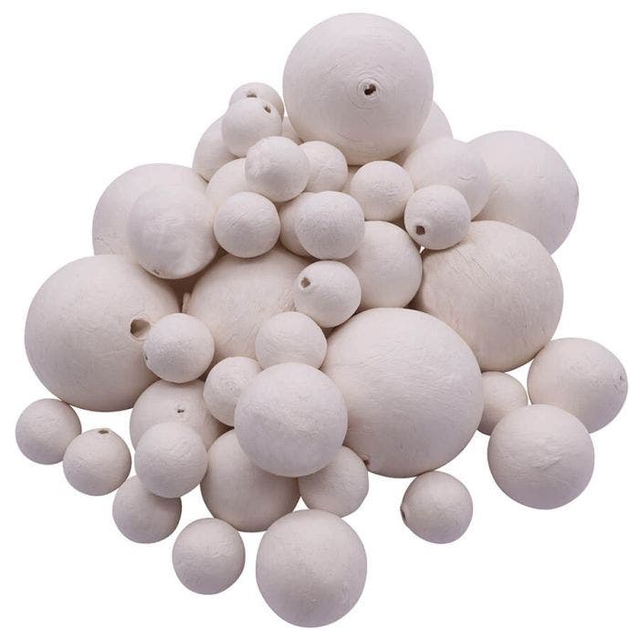 Palline bianche in cellulosa misure assortite - 50 pezzi