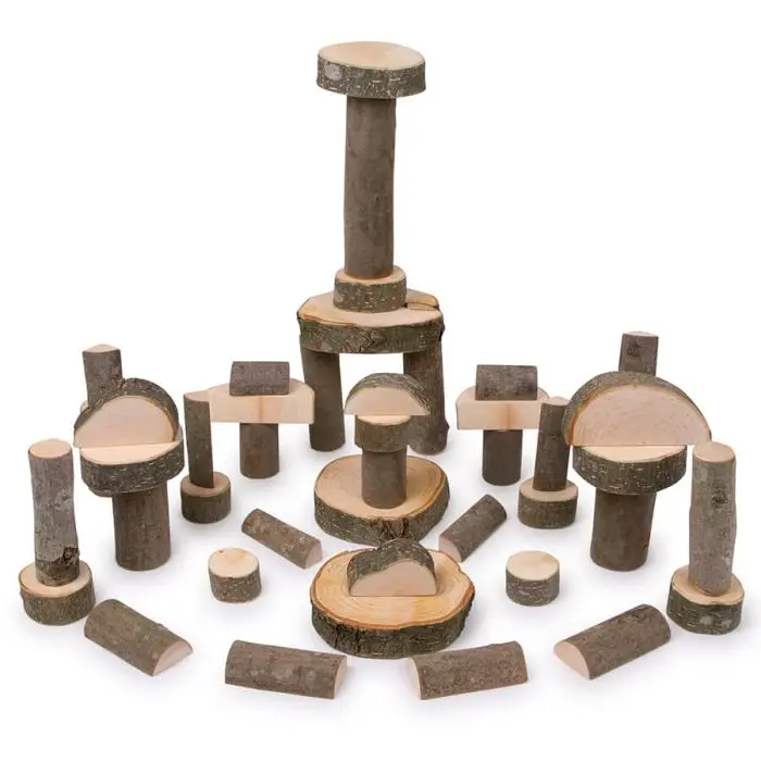 Blocchi costruzione legno effetto corteccia