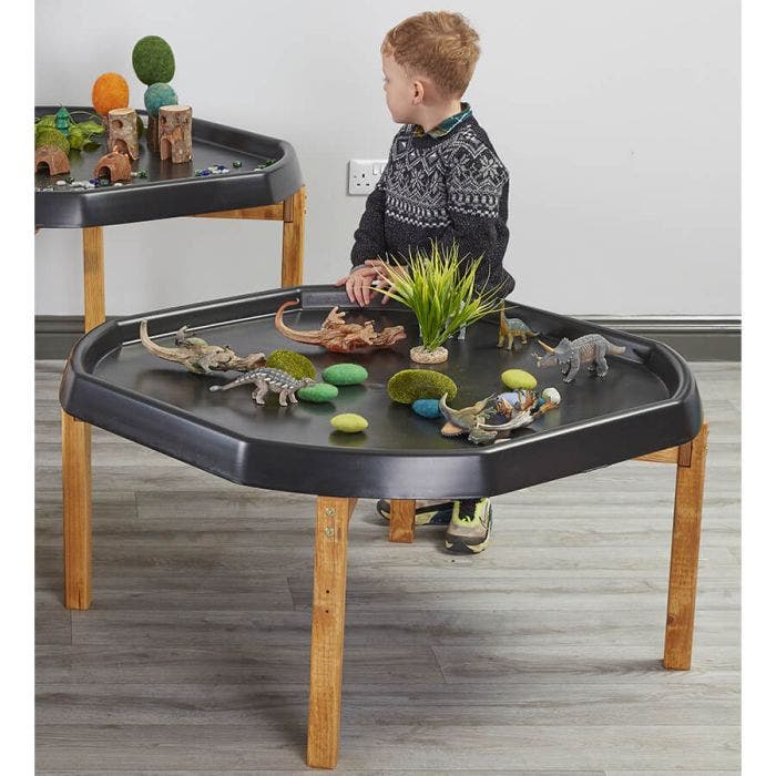 Tuff tray nero con supporto in legno