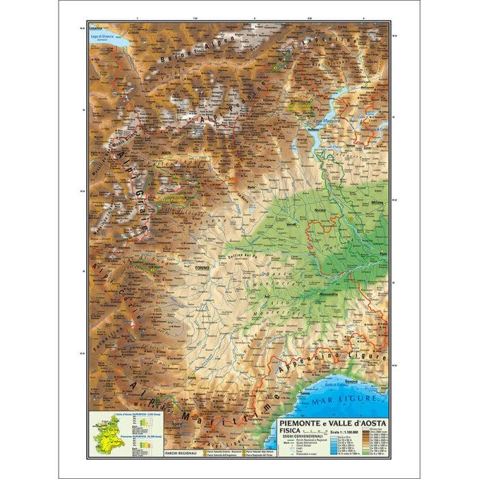 Carta geografica piemonte e valle d'aosta