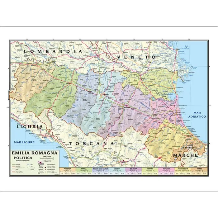 Carta geografica emilia romagna