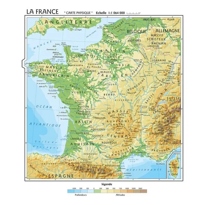 Carta geografica francia in lingua originale